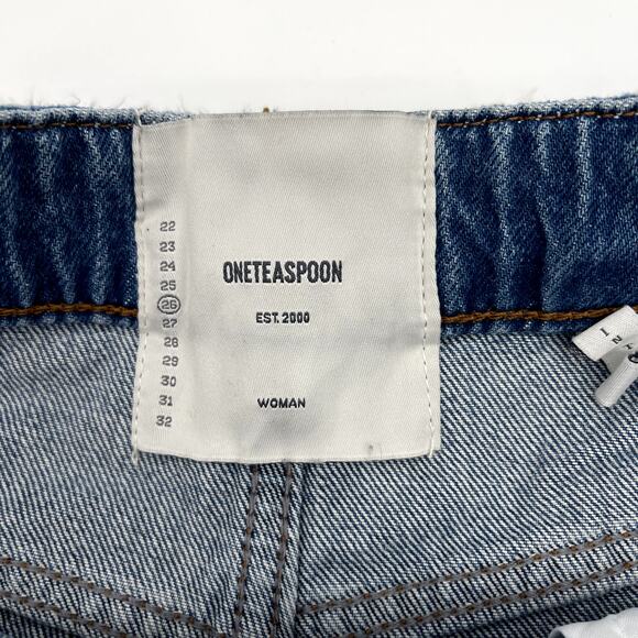 One Teaspoon Outlaws Shorts Size 26‎ Cutoff 100% Cotton Denim Light Blue Wash - Picture 14 of 15